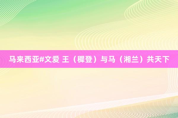马来西亚#文爱 王（穉登）与马（湘兰）共天下