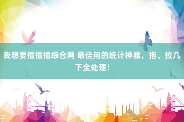 我想要插插插综合网 最佳用的统计神器，拖、拉几下全处理！