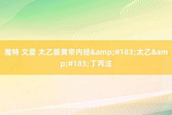 推特 文爱 太乙版黄帝内经&#183;太乙&#183;丁丙注
