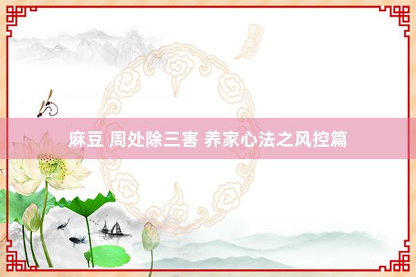 麻豆 周处除三害 养家心法之风控篇